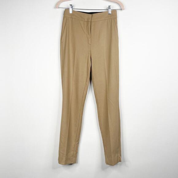 2/$30 ZARA Tuxedo Slim Tapered Pants Small Brown Contrast Waistband Pocket #7297 - Picture 1 of 14